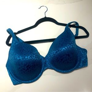 Turquoise lace, soft cup underwire bra, size 38D